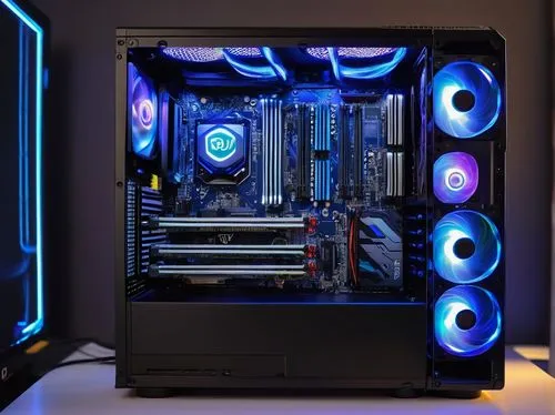 fractal design,prebuilt,pc,pc tower,cyanamid,blue light,xfx,rgb,muscular build,vega,electric blue,pro 50,gpu,blu,blue monster,cpu,old rig,bluelight,uv,sli,Conceptual Art,Fantasy,Fantasy 15