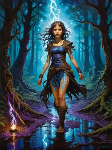 blue enchantress,fantasy picture,the enchantress,sorceress,faerie,fantasy art,Illustration,Realistic Fantasy,Realistic Fantasy 03