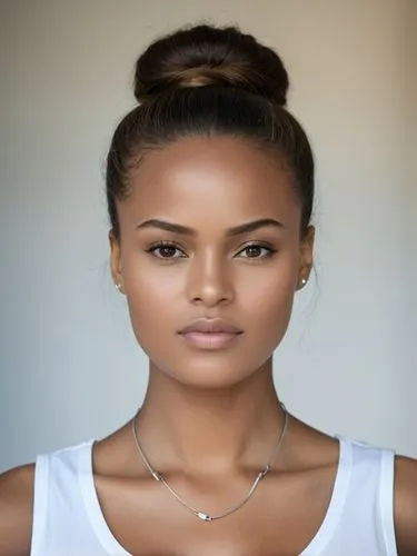 Full-size sample portrait,an african american woman in white top and silver necklace,marshallese,ethiopian girl,eritrean,eritreans,thahane,ethiopian,Photography,General,Realistic