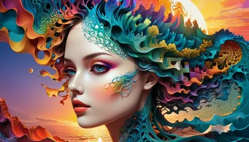 fractals art,fantasy art,mermaid background,imaginacion,world digital painting,vibrantly,colorful background,ocellated,shpongle,3d fantasy,fantasy portrait,bodypainting,colorful foil background,vibrancy,mermaid vectors,colorful spiral,vibrance,imaginarium,dream art,image manipulation,Illustration,Realistic Fantasy,Realistic Fantasy 39