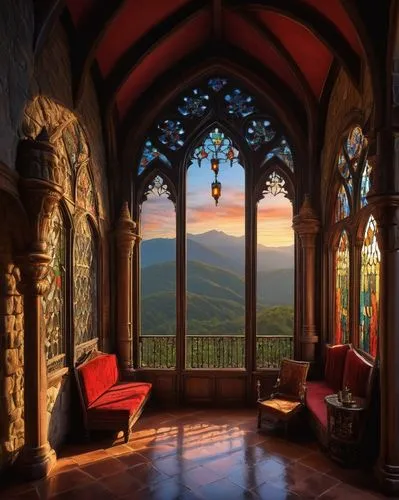 frederic church,ornate room,fairytale castle,fairy tale castle,dracula castle,sanctuary,wayside chapel,blue ridge mountains,stained glass windows,great room,the cabin in the mountains,window to the world,forest chapel,hobbiton,the window,castle windows,breakfast room,dandelion hall,the threshold of the house,house in the mountains,Photography,Fashion Photography,Fashion Photography 16