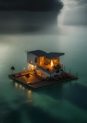 house by the water,fisherman's hut,long exposure,lifeguard tower,houseboat,long exposure light,fisherman's house,longexposure,floating huts,house of the sea,island suspended,dreamhouse,malaparte,boat 