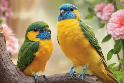 yellow-green parrots,parrot couple,golden parakeets,couple macaw,blue and yellow macaw,passerine parrots,colorful birds,blue and gold macaw,bird couple,sun conures,tropical birds,rare parrots,macaws blue gold,parrots,love bird,macaws of south america,yellow macaw,yellow parakeet,edible parrots,lovebird,Illustration,Japanese style,Japanese Style 19