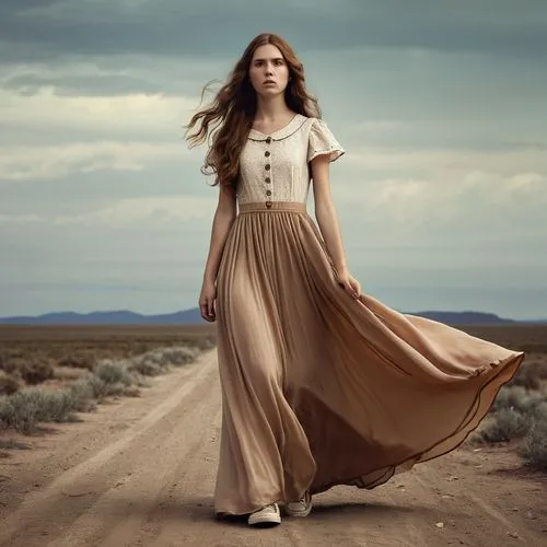 girl in a long dress,a floor-length dress,countrywoman,country dress,long dress,countrywomen,evening dress,girl on the dune,vintage dress,vintage woman,ingalls,women's clothing,nightdress,women fashion,hemline,hemlines,women clothes,womenswear,desert flower,brown fabric,Photography,Artistic Photography,Artistic Photography 14