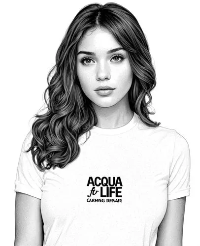 女生，白色衬衫，黑白，线稿，线条艺术,an image of a girl with long hair wearing a tee shirt,girl in t-shirt,acuvue,tshirt,adore,fashion vector,derivable,Design Sketch,Design Sketch,Black and white Comic