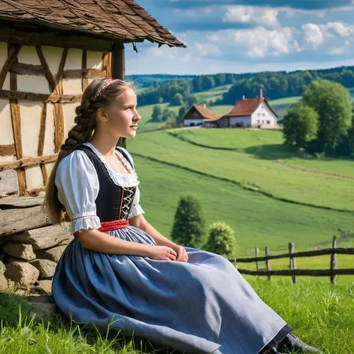 bavarian swabia,allgäu kässspatzen,sound of music,country dress,thuringia,bavarian,folk costume,styria,bavaria,austrian,south bohemia,allgäu,appenzeller,heidi country,small münsterländer,fairy tale castle sigmaringen,uckermark,mecklenburg,hohenzollern,girl in a historic way,Photography,General,Realistic