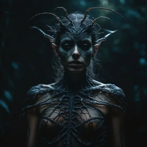 dark elf,the enchantress,enchantress,faerie,dryad,faery,dryads,druidic,elven,demoness,sorceror,hekate,unseelie,kerrii,fantasy portrait,demonata,wood elf,yasuni,lubezki,maliana,Illustration,Realistic Fantasy,Realistic Fantasy 03