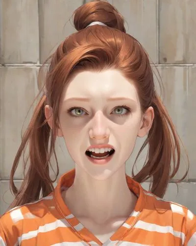 the girl's face,a girl's smile,cinnamon girl,character animation,clementine,woman face,pippi longstocking,girl portrait,woman's face,portrait of a girl,grin,vanessa (butterfly),natural cosmetic,nora,portrait background,gingerman,gingerbread girl,contact grill,killer smile,rockabella,Digital Art,Anime