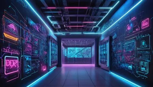 cyberscene,computer room,neon coffee,80's design,mainframes,neon light,ufo interior,neon arrows,cyberspace,cyber,neon,3d background,cyberpunk,cyberia,spaceship interior,the server room,neon sign,neon lights,cyberview,cybertown,Conceptual Art,Graffiti Art,Graffiti Art 07