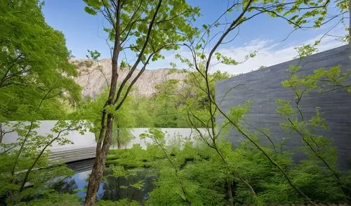 In this serene portrait, a majestic pillar pulsates with energy, surrounded by vibrant stonework. Beneath it, a small pond erupts with bright green flowers that dance and twirl in the gentle waters of