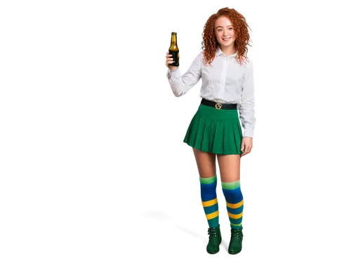 pippi longstocking,knee-high socks,halloween costume,ginger ale,leprechaun shoes,elf,st patrick's day icons,saint patrick's day,riesling,beer bottle,cigarette girl,st paddy's day,barmaid,happy st patrick's day,champagne bottle,st patrick day,leprechaun,long socks,school uniform,st patricks day,Illustration,Japanese style,Japanese Style 16