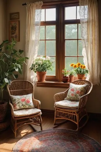 sunroom,bay window,sitting room,houseplants,house plants,plantation shutters,wooden windows,home interior,front porch,interior decor,country cottage,french windows,home corner,floral chair,potted plants,porch,window with shutters,antique furniture,cottage garden,windowsill,Photography,Documentary Photography,Documentary Photography 29