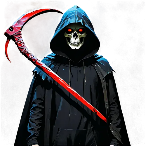 scythe,grimm reaper,grim reaper,hooded man,male mask killer,reaper,knife head,swordsman,shinigami,kenjutsu,massively multiplayer online role-playing game,dance of death,assassin,png image,halloween vector character,saw blade,crossbones,cartoon ninja,vector image,specter,Conceptual Art,Oil color,Oil Color 25