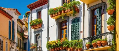 Historic Portuguese architecture, ornate Manueline style, grandiose entrance, intricate stone carvings, decorative balconies, colorful glazed tiles, white walls with yellow trim, red terracotta roofto