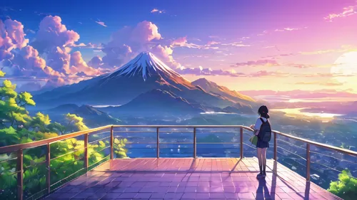 landscape background,mountain sunrise,overlook,scenery,the scenery,mountain world,the horizon,dream world,scenic,would a background,background images,roof landscape,beauty scene,studio ghibli,high landscape,daybreak,atmosphere,musical background,full hd wallpaper,world wonder,Illustration,American Style,American Style 02