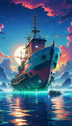 releasespublications,shipwreck,galleon,ocean background,sea fantasy,sea scouts,pirate ship,fishing boat,ship,ship releases,yamatai,pirate treasure,ghost ship,oceanica,ponyo,gangplank,sea sailing ship,scarlet sail,ocean,star ship,Illustration,Japanese style,Japanese Style 03