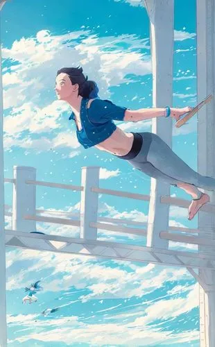 hosoda,tiribocchi,flying girl,female swimmer,jasinski,girl upside down,Common,Common,Japanese Manga