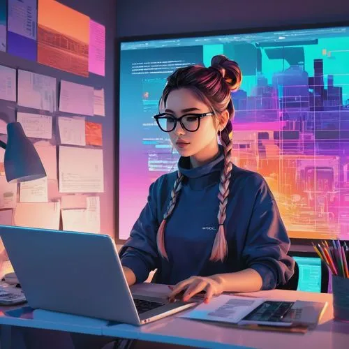 girl at the computer,women in technology,blur office background,girl studying,night administrator,programadora,computer graphic,computerologist,secretarial,computer business,computer art,working space,deskpro,cyber glasses,secretariats,cyberpunks,cyberangels,neon human resources,workspaces,the community manager,Conceptual Art,Daily,Daily 21