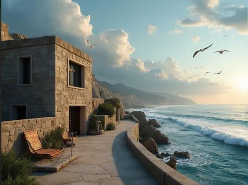 oceanfront,cliffs ocean,coastal landscape,clifftop,cliffside,seaside view,ocean view,coastline,beachfront,byblos,the mediterranean sea,oceanview,beach house,sea landscape,cliff top,italy liguria,cyprus,thracian cliffs,home landscape,landscape with sea,Photography,General,Realistic