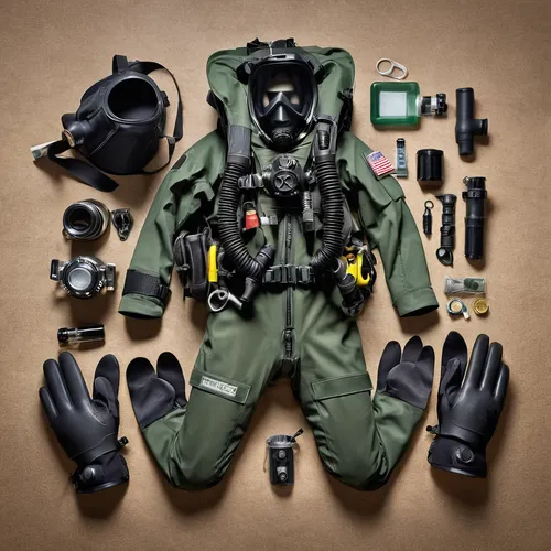 diving equipment,paintball equipment,dry suit,hiking equipment,marine expeditionary unit,protective clothing,personal protective equipment,high-visibility clothing,drone operator,camping gear,protective suit,hazmat suit,climbing equipment,ballistic vest,gear,military uniform,drone pilot,bodyworn,military camouflage,kit,Unique,Design,Knolling