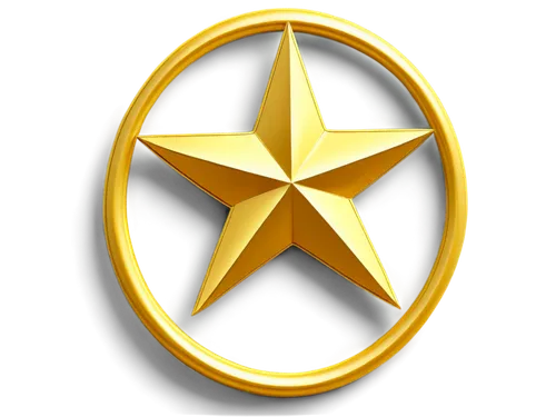 Luxury hotel logo, five-pointed star, golden yellow, intricate details, 3D effects, metallic material, glossy finish, circular shape, symmetrical composition, bright lighting, high-contrast colors, de