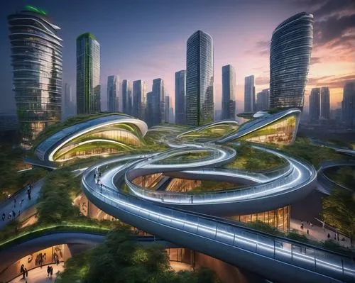 superhighways,futuristic architecture,futuristic landscape,chengdu,megaproject,smart city,futuristic art museum,interlace,megaprojects,highway roundabout,guangzhou,aerotropolis,interchanges,songdo,bjarke,europan,arcology,urban design,tianjin,cyberjaya,Illustration,Paper based,Paper Based 20