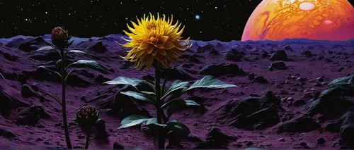 desert flower,valerian,cynara,flowerful desert,datura,night-blooming cactus,rocket flower,cosmic flower,rocket flowers,titan arum,pitaya,amaranth,helianthus,artichoke thistle,ironweed,pitahaja,alien planet,moonlight cactus,tobacco the last starry sky,pitahaya,Illustration,American Style,American Style 11