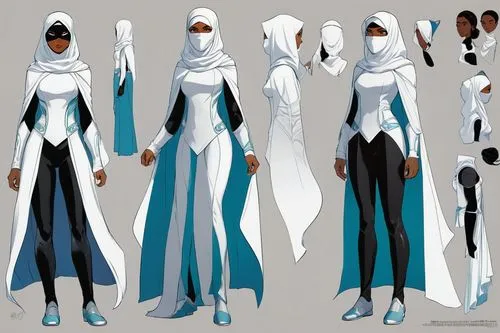 turnarounds,ororo,abayas,emirs,mandaeans,concept art,tuareg,hauwa,redesigns,revamps,tuaregs,variants,mandaean,muslima,khatoon,reweighting,baniyas,cycladic,afar tribe,nasariyah,Unique,Design,Character Design