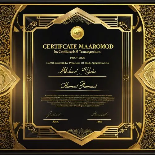 شهاده شكر وتقدير يوجد باسم احمد محمودبلون اسود وزهبي
ويمكن طباعها
,the certificate is being presented by the company,golden record,certificate,mahmoudi,abdalmahmood,mahamoud,certificates,Photography,G