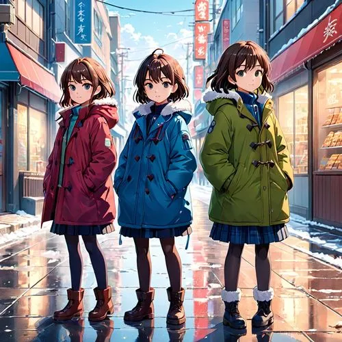 haruhi suzumiya sos brigade,kumiko,raincoats,yuki nagato sos brigade,winter clothing,suzumiya,Anime,Anime,Realistic