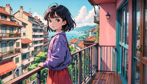 studio ghibli,shirakami-sanchi,paris balcony,sakura background,anime japanese clothing,japanese sakura background,meteora,balcony,city ​​portrait,rooftops,the girl at the station,anime cartoon,colorful city,french digital background,roof landscape,watercolor paris balcony,lyon,roofs,aonori,芦ﾉ湖,Anime,Anime,General