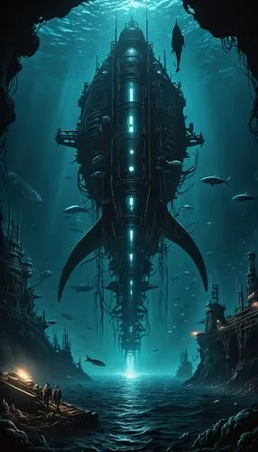 deep sea,undersea,barotrauma,atlantis,midwater,nauticus,fathoms,depths,narcosis,bioshock,the bottom of the sea,atlanticus,bathysphere,nautilus,apiarium,atlantik,subterranea,kraken,deep ocean,deep sea nautilus,Conceptual Art,Fantasy,Fantasy 33