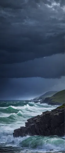 stormy sea,orkney island,seascapes,seascape,sea storm,inisheer,black beach,donegal,maroubra,aberdeenshire,shetland,coastal landscape,new south wales,rocky coast,storm clouds,dark beach,storm,stormy clouds,stormy,stormy sky,Art,Classical Oil Painting,Classical Oil Painting 23