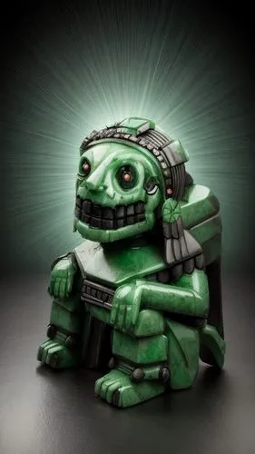 scary Aztec jade statue, deep eyes, robot face, creepy smile,patrol,minibot,bot icon,aaa,droid,scarab,cudle toy,ninjago,robot icon,wind-up toy,gachapon,bot,3d model,reptillian,3d figure,metal toys,ork