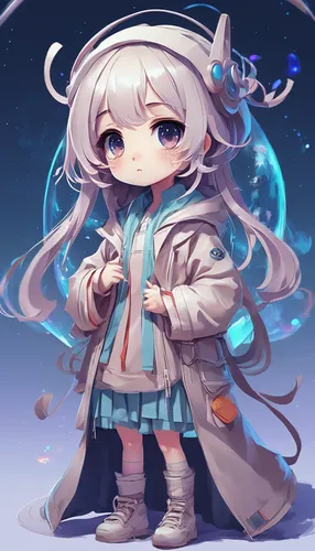 negev,aurora,navi,constellation lyre,zodiac sign libra,piko,polar aurora,poi,show off aurora,libra,neptune,chibi girl,ferry,umiuchiwa,astronomer,merlin,cyan,meteora,aurora polar,ori-pei