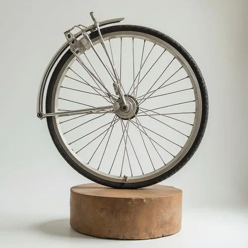 Bicycle wheel on a stool 



,an old bicycle wheel is displayed on a small pedestal,wooden wheel,wooden wheels,old wooden wheel,spoke rim,wheelset,bicycle wheel