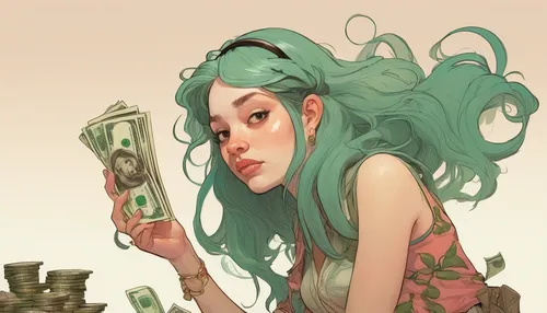 windfall,twenties,money tree,mint,grow money,moneybox,mint blossom,money rain,dollar bill,dollars,freelance,money case,spearmint,money plant,money,digital illustration,emerald,piggy bank,freelancer,piece of money,Illustration,Paper based,Paper Based 17