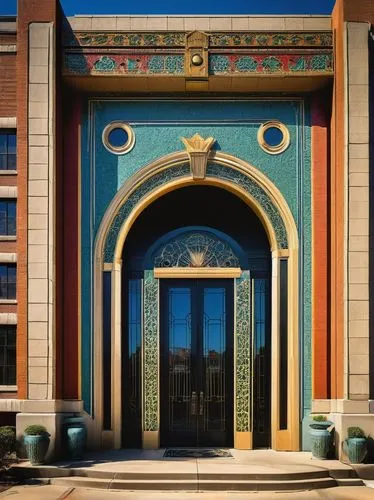 art deco,main door,front door,iranian architecture,entrances,front gate,entranceway,auc,portal,colorful facade,entrada,house entrance,persian architecture,art deco ornament,ucla,ornamentation,built in 1929,entryway,doorway,doors,Illustration,Abstract Fantasy,Abstract Fantasy 09