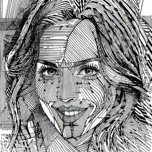 comic halftone woman,lokportrait,comic style,office line art,city ​​portrait,line-art,woman face,woman's face,angel line art,vinci,pencil art,caricature,mono-line line art,crosshatch,face portrait,eye