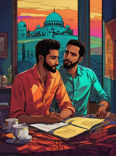 ramadan background,ramadan,study room,game illustration,tehran,arabic background,romantic portrait,frame illustration,eid,eid-al-adha,cairo,gay love,istanbul,study,romantic scene,tutor,tutoring,muslim background,persian poet,dusk background,Conceptual Art,Daily,Daily 24