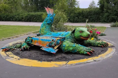 car sculpture,alligator sculpture,car recycling,lawn ornament,garden sculpture,planted car,scrap sculpture,public art,tire recycling,yard art,environmental art,garden decoration,strohbär,children's ride,fairy peacock,jazz frog garden ornament,flower car,landmannahellir,folk art,stegosaurus,Conceptual Art,Graffiti Art,Graffiti Art 03