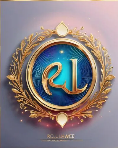 RLC logo, PNG format, golden lettering, 3D metallic effect, reflective surface, intricate details, modern font, lowercase letters, circular shape, bold outline, gradient background, futuristic design,