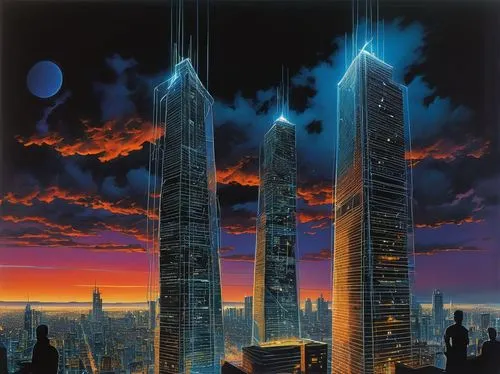 skyscrapers,cybercity,barad,futuristic landscape,cyberpunk,highrises,skyscraper,ctbuh,the skyscraper,monoliths,mcquarrie,skycraper,schuiten,high rises,futuristic architecture,urban towers,struzan,cybertown,cyberscene,twin towers,Conceptual Art,Daily,Daily 09