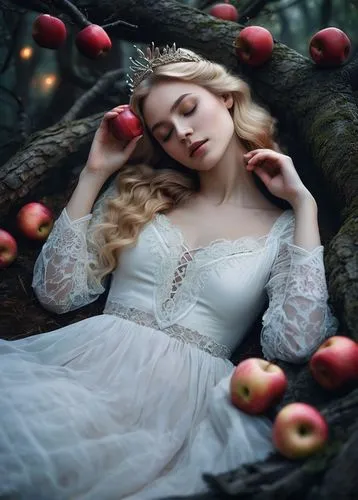 rose sleeping apple,sleeping apple,sleeping beauty,fairy queen,jingna,fairy tale,fairytales,galadriel,fairy tale character,fairytale,the sleeping rose,apple orchard,faery,woman eating apple,persephone,a fairy tale,picking apple,peignoir,behenna,ophelia,Photography,Artistic Photography,Artistic Photography 12