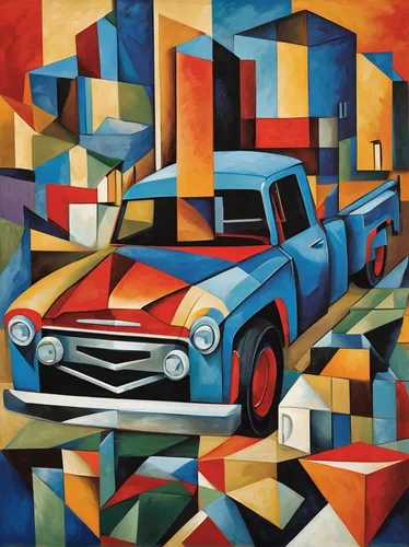 opel record p1,automobiles,ford anglia,matchbox car,cubism,pickup-truck,austin 1800,oil painting on canvas,automobile,studebaker e series truck,trabant,oil on canvas,opel record,studebaker m series truck,citroën acadiane,citroen,renault 4,pickup trucks,city car,pickup truck,Art,Artistic Painting,Artistic Painting 45