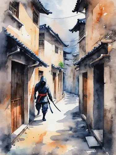 samurai,samurai fighter,mulan,watercolor,yi sun sin,watercolor background,watercolor painting,bukchon,watercolors,guilinggao,watercolor sketch,xi'an,watercolor arrows,watercolor shops,chinese art,shuanghuan noble,swordsman,katana,watercolour,erhu,Illustration,Paper based,Paper Based 25