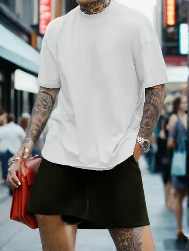 skort,sleeve,shorts,rugby short,white skirt,long-sleeved t-shirt,street fashion,tattooed,see-through clothing,skirt,bermuda shorts,cycling shorts,man's fashion,white clothing,cargo,jogger,tattoos,active shorts,in shorts,ny