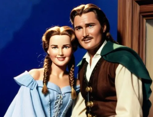 Errol Flynn long hair brown eyes showing teeth smile 3/4 profile pirate one arched eye brow head for 1/6th scale doll,an action figure of a man and woman with ids,furlanetto,gwtw,maureen o'hara - fema