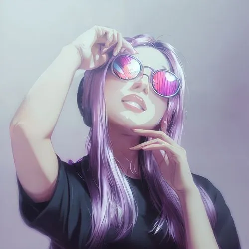 ANIME, CONTRAST 100, HIGH DEFINITION,purple background,anime 3d,violet,ultraviolet,shades,twitch icon,sunglasses,purple frame,digital painting,color glasses,purple wallpaper,pink glasses,cyber glasses