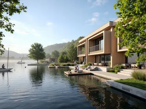 house by the water,snohetta,lefay,house with lake,amanresorts,talloires,boathouses,3d rendering,lake view,bendemeer estates,waterhead,render,saone,gerardmer,hameau,revit,banyoles,floating huts,luxury property,gaggenau